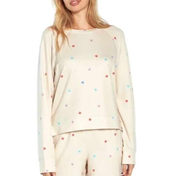 Wildfox Women's Small Heart Colorful Print Sweatshirt Cream Medium - Picture 1 of 7